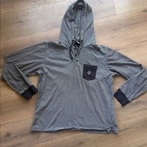 LRG Striped Hooded Long Sleeve Shirt with Pocket ! XL